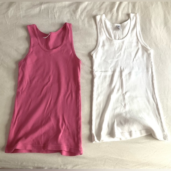 2 Cotton American Apparel ribbed tanks - 1 pink & 1 white - Picture 2 of 6